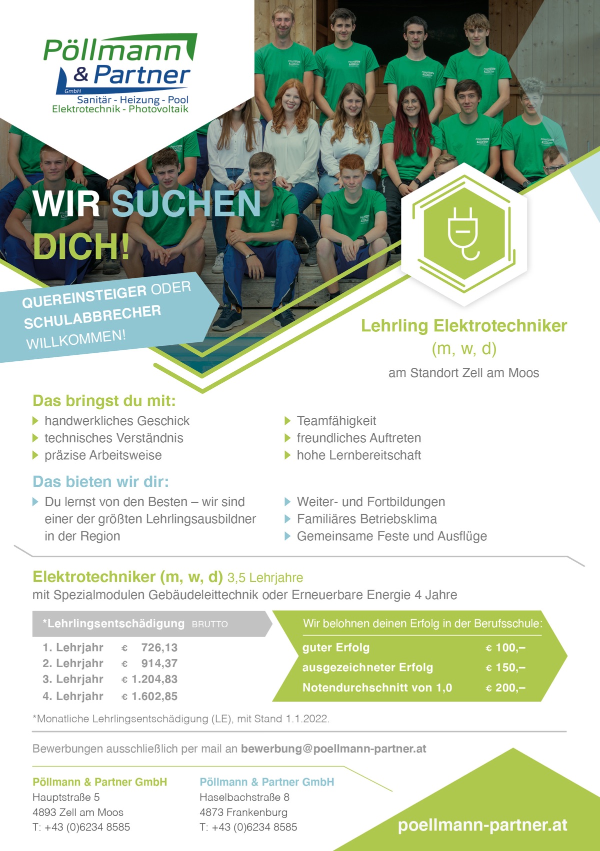 Poellmann Stellenanzeige Lehrling Elektrotechniker 20220208 SCREEN