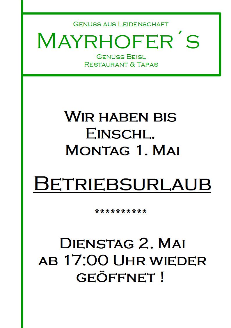 mayrhofer betriebsurlaub